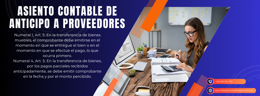 Asiento contable de anticipo a proveedores