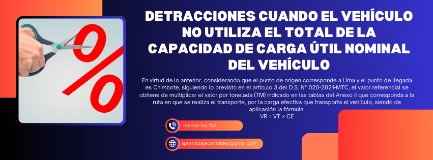 Detracciones cuando el vehículo no utiliza el total de la capacidad de carga útil nominal del vehículo