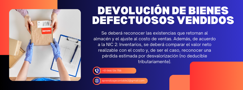Devolución de bienes defectuosos vendidos