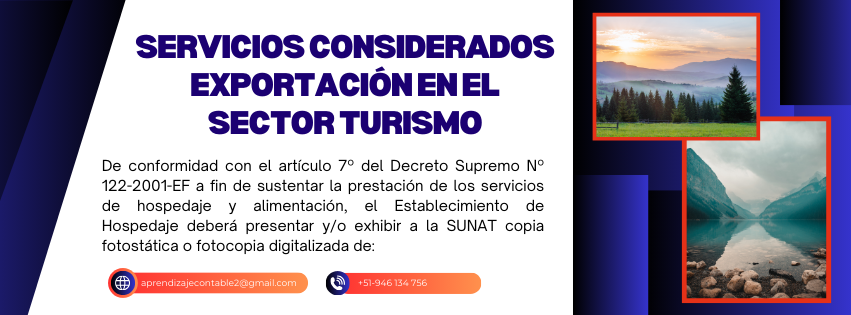 Servicios considerados exportación en el sector turismo
